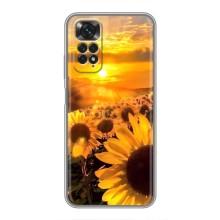 Чехол с Цветами для Xiaomi Redmi Note 11 / 11s (поле подсолнухов)