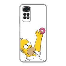 Чехол с Симпсонами для Xiaomi Redmi Note 11 / 11s (VPrint) (Гомер с пончиком)