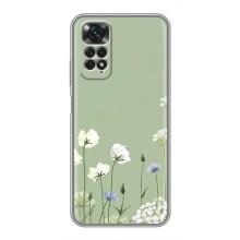 Чохол з квітковим принтом на Xiaomi Redmi Note 11 / 11s – Квіти на зеленому
