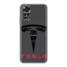 Силиконовый бампер с картинкой машины на Xiaomi Redmi Note 11 / 11s (Logo TESLA)