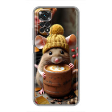 Друкований чохол 'Звірята з кавою' для Xiaomi Redmi Note 11 / 11s – Мишка з кавою