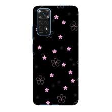 Чехол с розовым рисунком для Xiaomi Redmi Note 11E Pro – Розовые цветы на черном