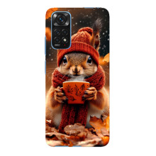 Печатный чехол «Зверята с кофе» для Xiaomi Redmi Note 11E Pro – Белка с кофе