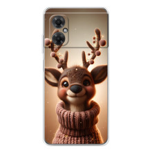 Яркий чехол для Xiaomi Redmi Note 11R с Зимними Оленятами – Олень в свитере