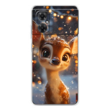 Яркий чехол для Xiaomi Redmi Note 11R с Зимними Оленятами – Оленёнок среди гирлянд