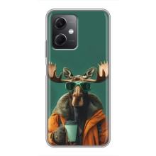 Чехол с принтом стильные животные для Редми Ноут 12 (5Джи) – Лось с кофе