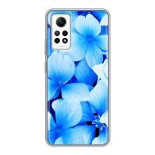 Силиконовый бампер с принтом (цветочки) на Редми Нот 12 Про (4g) (Синие цветы)