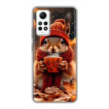 Печатный чехол «Зверята с кофе» для Xiaomi Redmi Note 12 Pro (4g) – Белка с кофе