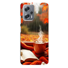 Чехол с уникальным дизайном «Осень с кофе» для Xiaomi Redmi Note 12 Pro Plus – Кофе и дождь