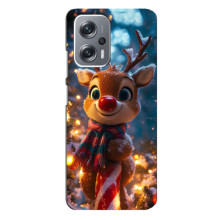 Яркий чехол для Xiaomi Redmi Note 12 Pro Plus с Зимними Оленятами – Олень в шарфе