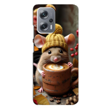Друкований чохол 'Звірята з кавою' для Xiaomi Redmi Note 12 Pro Plus – Мишка з кавою