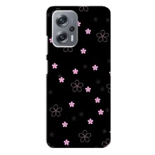 Чехол с розовым рисунком для Xiaomi Redmi Note 12 Pro (5g) (Розовые цветы на черном)