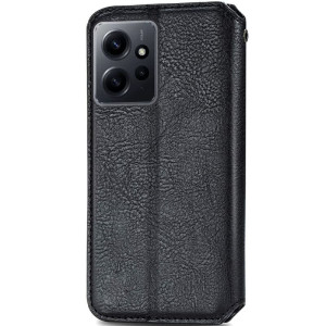 Кожаный чехол-книжка GETMAN Cubic (PU) для Xiaomi Redmi Note 12 4G – Черный