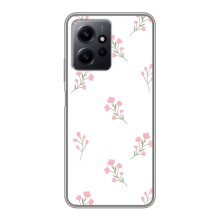 Чехол с розовым рисунком для Xiaomi Redmi Note 12 (Розовые цветы)