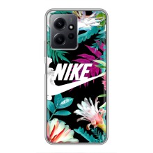 Силиконовый Чехол на Xiaomi Redmi Note 12 с картинкой Nike (Цветочный Nike)