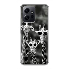 Силиконовый чехол с КАРТИНКАМИ лето для Xiaomi Redmi Note 12 (AlphaPrint) (Жирафы в очках)