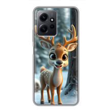 Яркий чехол для Xiaomi Redmi Note 12 с Зимними Оленятами – Оленёнок в лесу