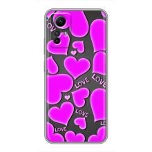 Чехлы для любимой на Редми Ноут 12с (VPrint) (Pink hearts)
