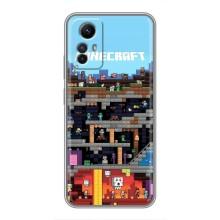 Чехол Майнкрафт на Xiaomi Redmi Note 12s (AlphaPrint) Minecraft (фон Minecraft)