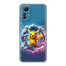 Чехол с Пикачу на Xiaomi Redmi Note 12s (Лого Пикачу)