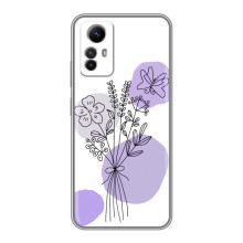 Силиконовый чехол с принтом в цветах на Xiaomi Redmi Note 12s – Фиолетовый букет