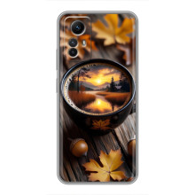 Чехол с уникальным дизайном «Осень с кофе» для Xiaomi Redmi Note 12s – Тёмный кофе