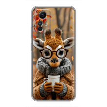 Печатный чехол «Зверята с кофе» для Xiaomi Redmi Note 12s – Жираф с кофе