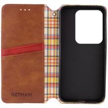 Шкіряний чохол-книжка GETMAN Cubic (PU) для Xiaomi Redmi Note 13 5G – Коричневий