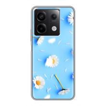Чехол с Цветами для Xiaomi Redmi Note 13 (5G) (ромашки на голубом)