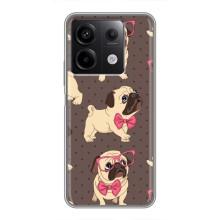 Чехол (ТПУ) Милые собачки для Xiaomi Redmi Note 13 (5G) – Собачки Мопсики