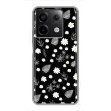 Чехлы с тематикой "ЦВЕТЫ" на Xiaomi Redmi Note 13 (5G) (цветение на чорном)