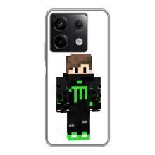 Чехлы для Xiaomi Redmi Note 13 (5G) (Персонажи Майн Крафт) (Зеленый мальчик)