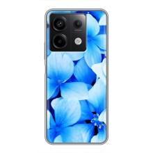 Силиконовый бампер с принтом (цветочки) на Редми Нот 13 (5G) (Синие цветы)