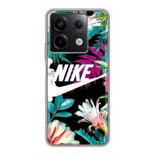 Силиконовый Чехол на Xiaomi Redmi Note 13 (5G) с картинкой Nike (Цветочный Nike)