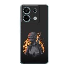Силиконовый чехол с картинкой "Герой Pubg" на Xiaomi Redmi Note 13 Pro (5G) – В огне