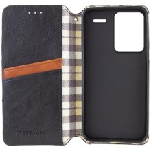 Кожаный чехол книжка GETMAN Cubic (PU) для Xiaomi Redmi Note 13 Pro+ – Черный