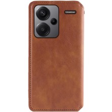 Кожаный чехол книжка GETMAN Cubic (PU) для Xiaomi Redmi Note 13 Pro+ – Коричневый