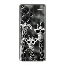 Силиконовый чехол с КАРТИНКАМИ лето для Xiaomi Redmi Note 13 Pro Plus (AlphaPrint) (Жирафы в очках)
