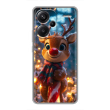 Яркий чехол для Xiaomi Redmi Note 13 Pro Plus с Зимними Оленятами – Олень в шарфе