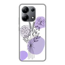 Силиконовый чехол с принтом в цветах на Xiaomi Redmi Note 13 (4G) – Фиолетовый букет