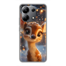 Яркий чехол для Xiaomi Redmi Note 13 (4G) с Зимними Оленятами – Оленёнок среди гирлянд