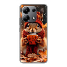 Печатный чехол «Зверята с кофе» для Xiaomi Redmi Note 13 (4G) – Белка с кофе