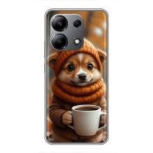 Печатный чехол «Зверята с кофе» для Xiaomi Redmi Note 13 (4G) – Песик с кофе
