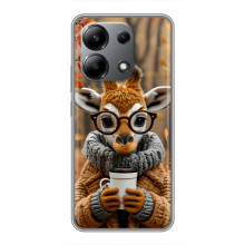 Печатный чехол «Зверята с кофе» для Xiaomi Redmi Note 13 (4G) – Жираф с кофе