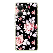 Чехлы с Цветами для Xiaomi Redmi Note 14 4G (Global version) (VPrint) (Цветочки на черном)