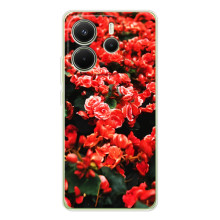 Чехлы с Цветами для Xiaomi Redmi Note 14 4G (Global version) (VPrint) (Цветы красные)