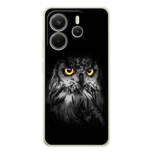 Чехлы с принтом СОВЫ для Xiaomi Redmi Note 14 4G (Global version) – Сова на чёрном