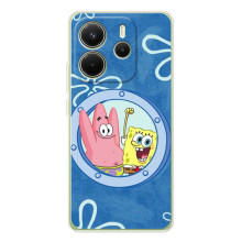 Чехол Губка Боб для Xiaomi Redmi Note 14 4G (Глобальная версия) (В иллюминаторе)