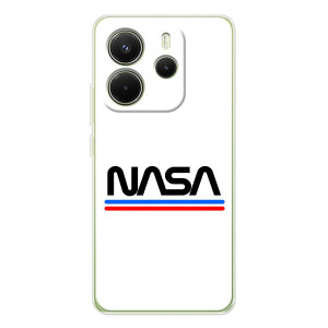 Силиконовый бампер с принтом "Наса" на Xiaomi Redmi Note 14 4G (Global version) – NASA на белом фоне