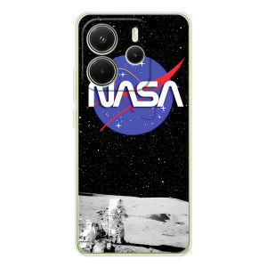 Силиконовый бампер с принтом "Наса" на Xiaomi Redmi Note 14 4G (Global version) – Nasa на луне